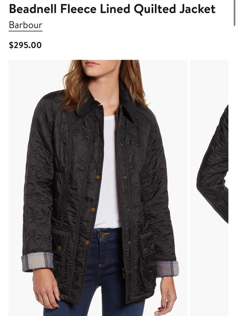 Barbour Black Beadnell Fleece-Lined Quilted Jacket
